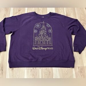 2025 Disney Parks WDW 1X Magic Kingdom Castle Sweatshirt Fireworks Purple
